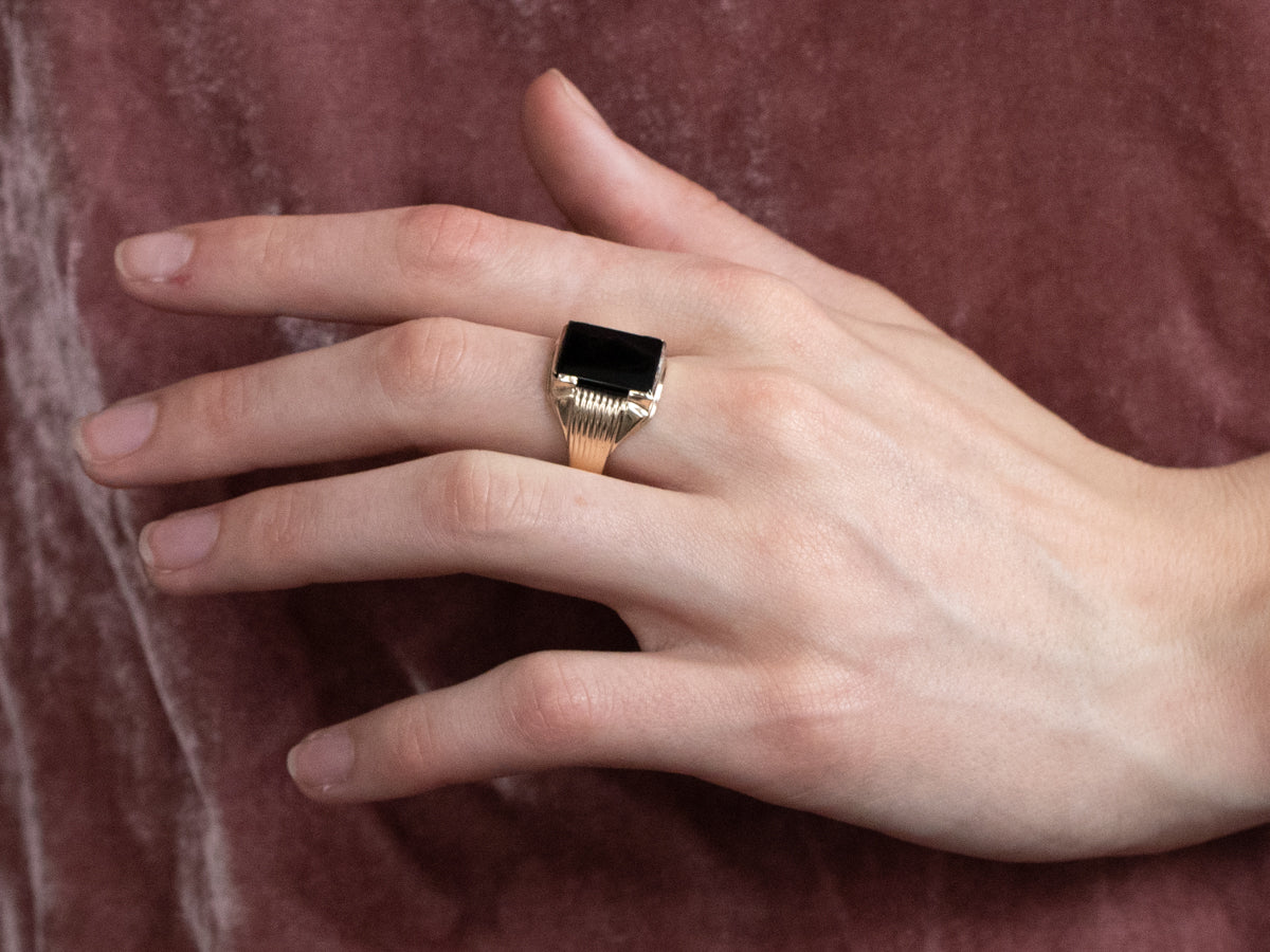 Men's Retro Black Onyx Ring