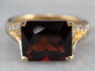 Garnet and Diamond 18K Gold Ring