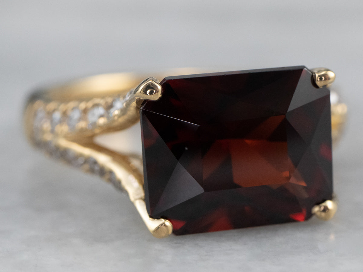 Pyrope Garnet and Diamond 18K Gold Ring