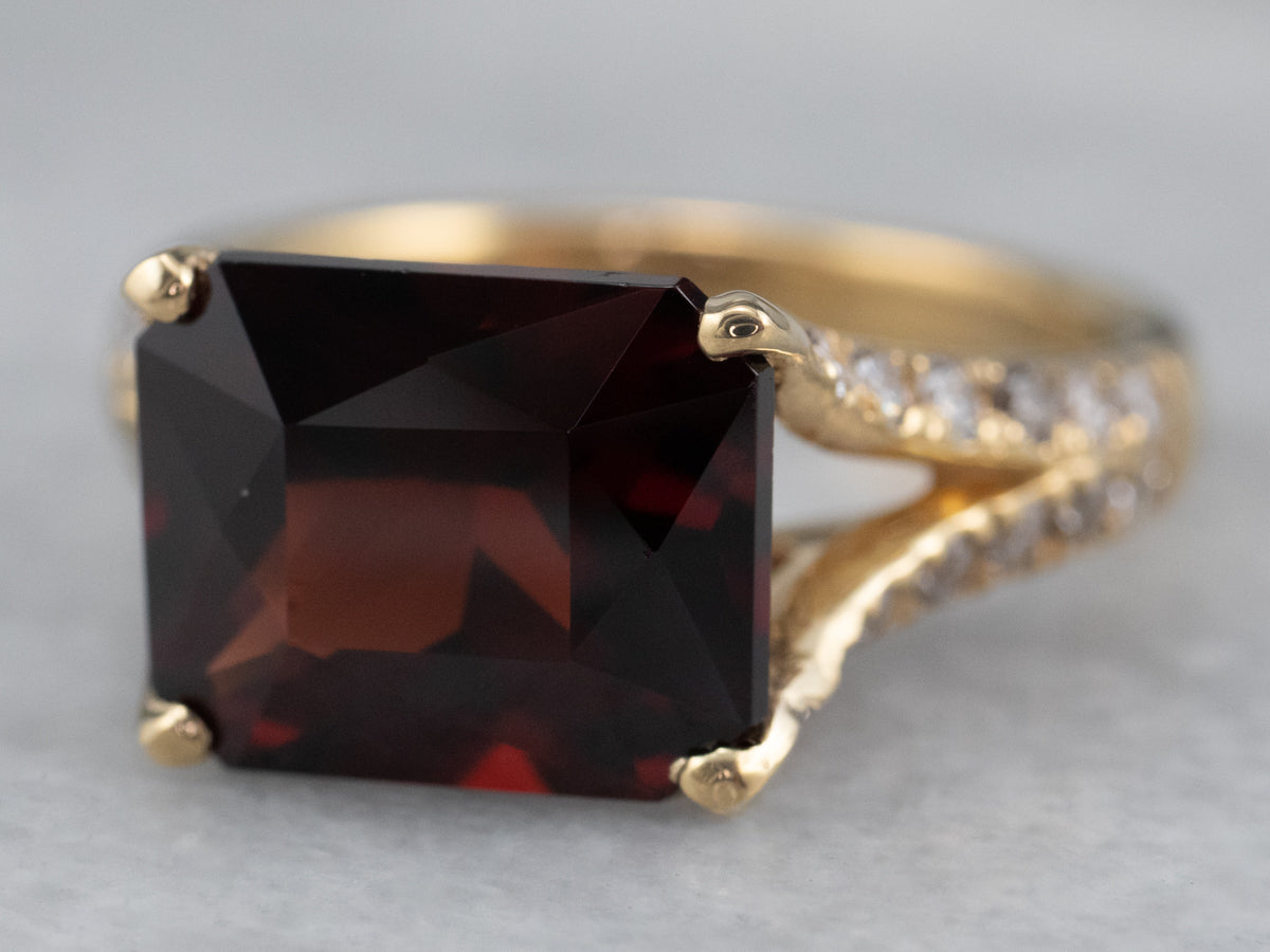 Pyrope Garnet and Diamond 18K Gold Ring
