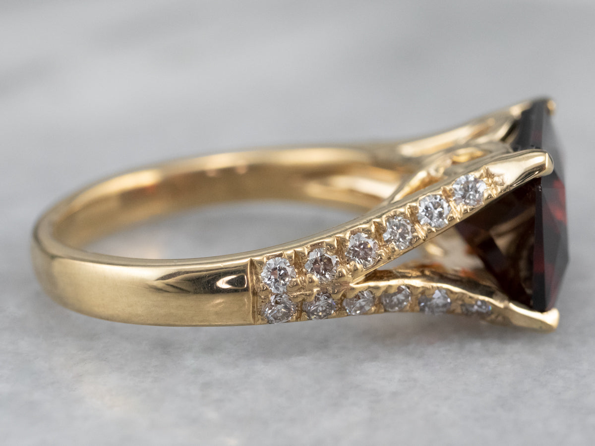 Pyrope Garnet and Diamond 18K Gold Ring