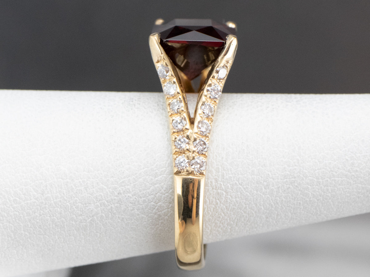 Pyrope Garnet and Diamond 18K Gold Ring