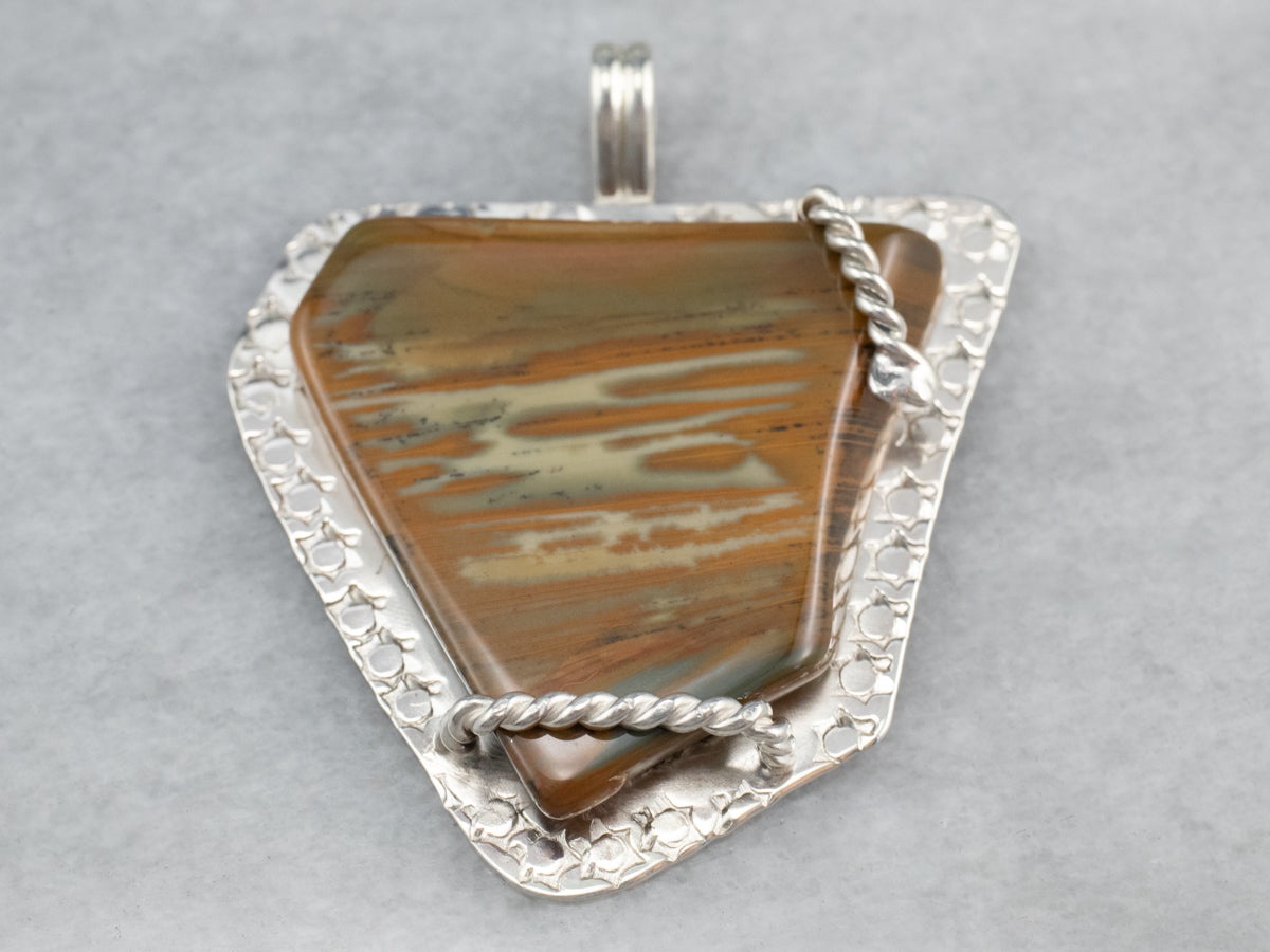 Brown Jasper Sterling Silver Statement Pendant