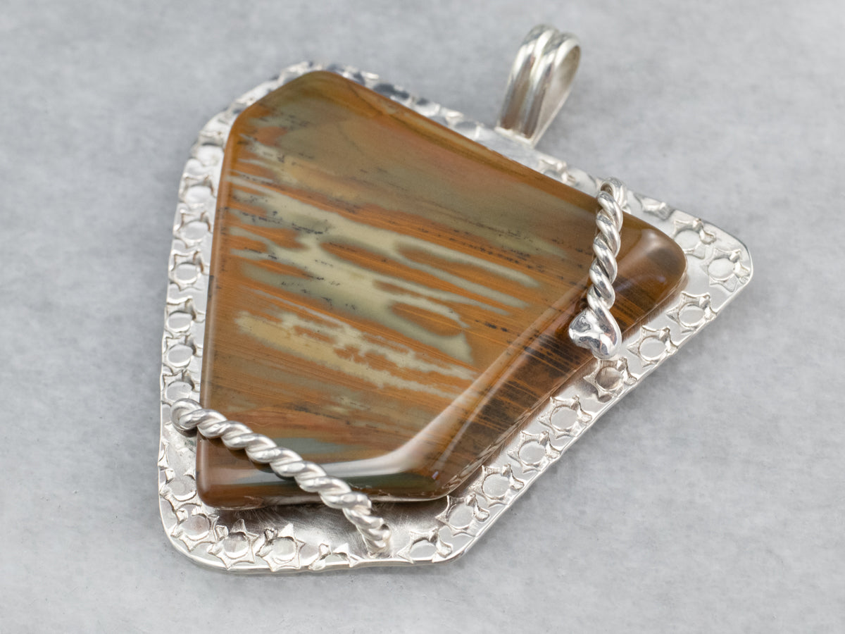 Brown Jasper Sterling Silver Statement Pendant