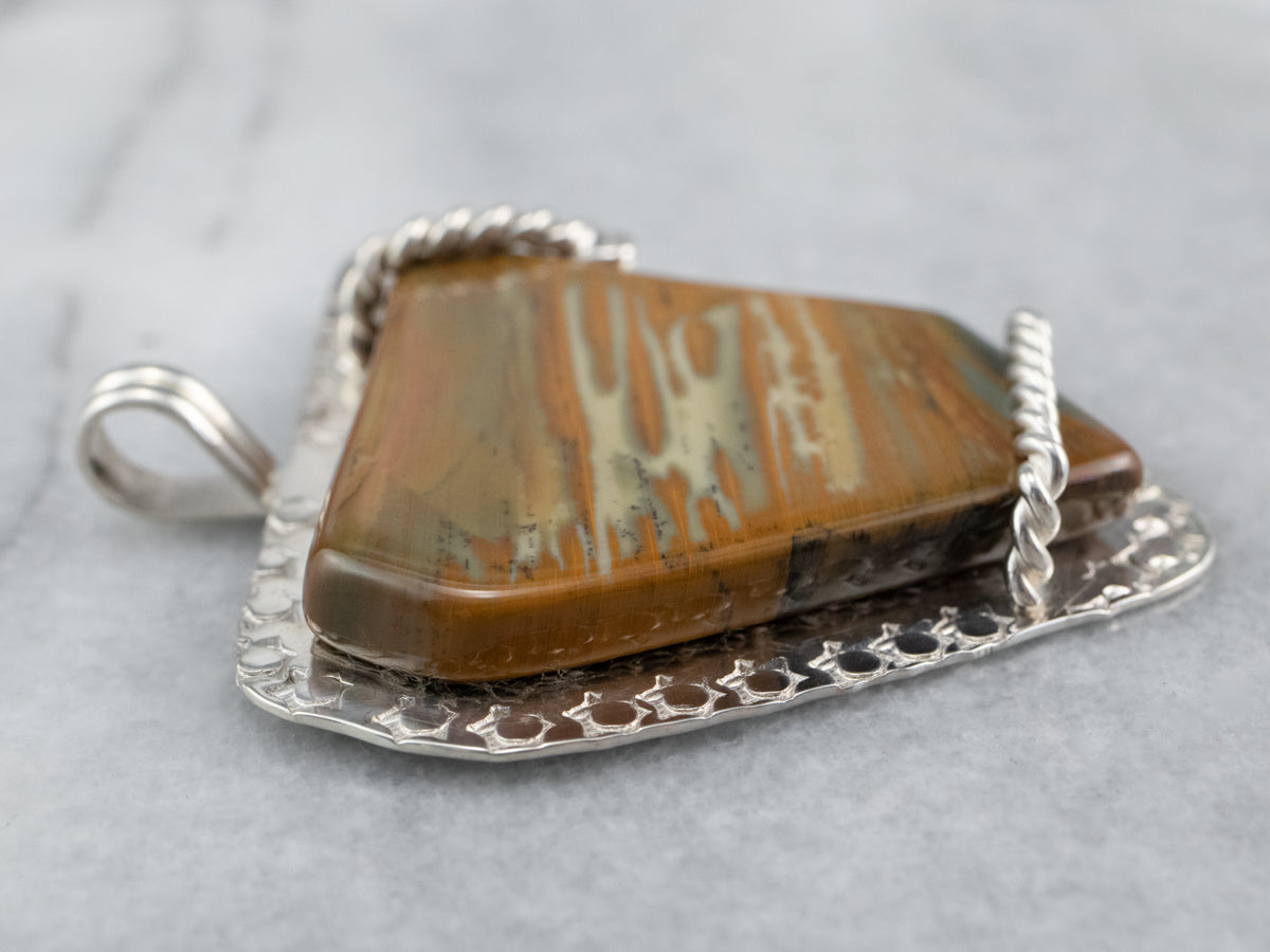 Brown Jasper Sterling Silver Statement Pendant