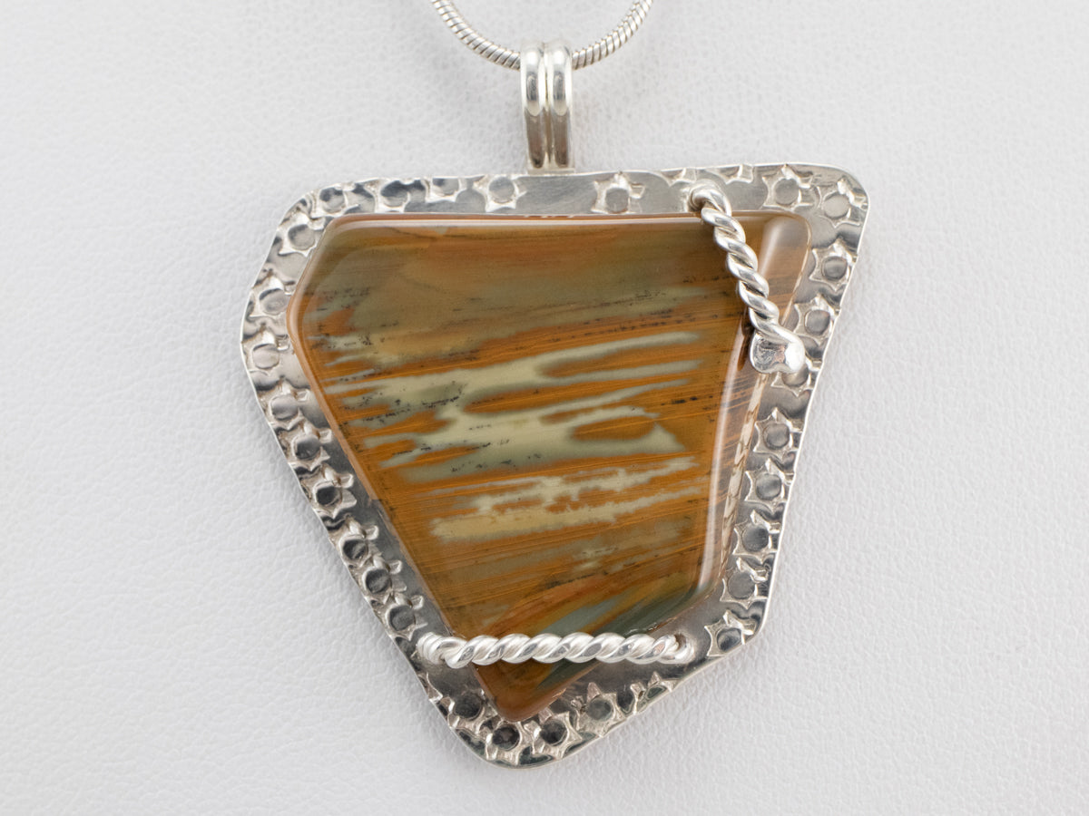 Brown Jasper Sterling Silver Statement Pendant