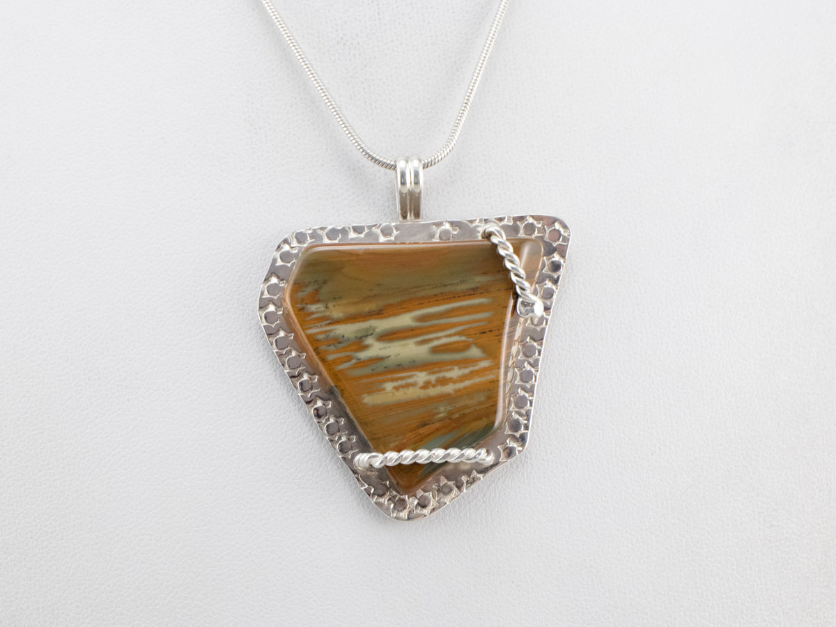 Brown Jasper Sterling Silver Statement Pendant