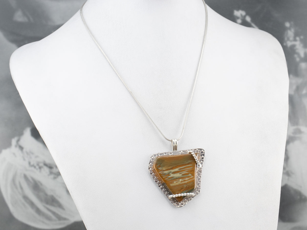 Brown Jasper Sterling Silver Statement Pendant