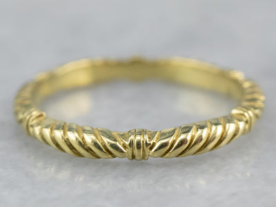 Rope Patterned Gold Band Ring