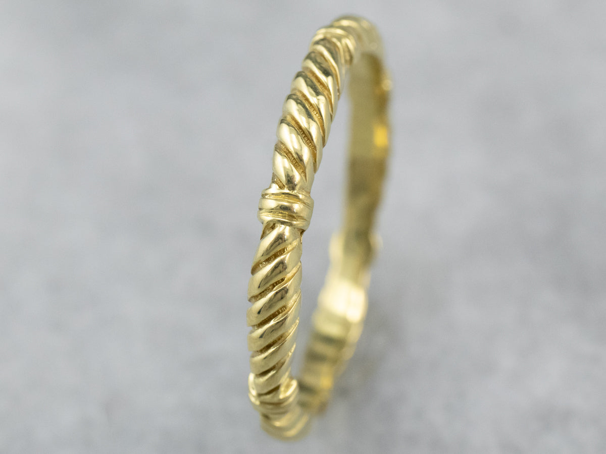 Rope Patterned Gold Band Ring
