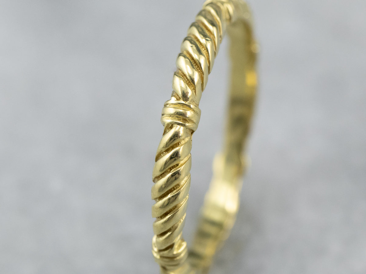 Rope Patterned Gold Band Ring