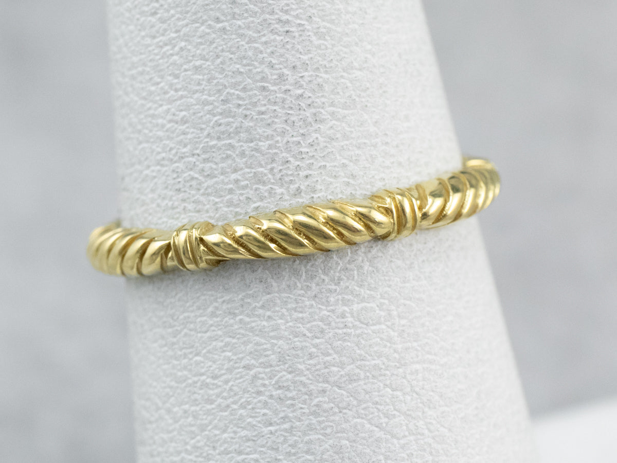 Gold Rope Ring Side View Rope Patterned Gold Band Ring - Market Square Jewelers