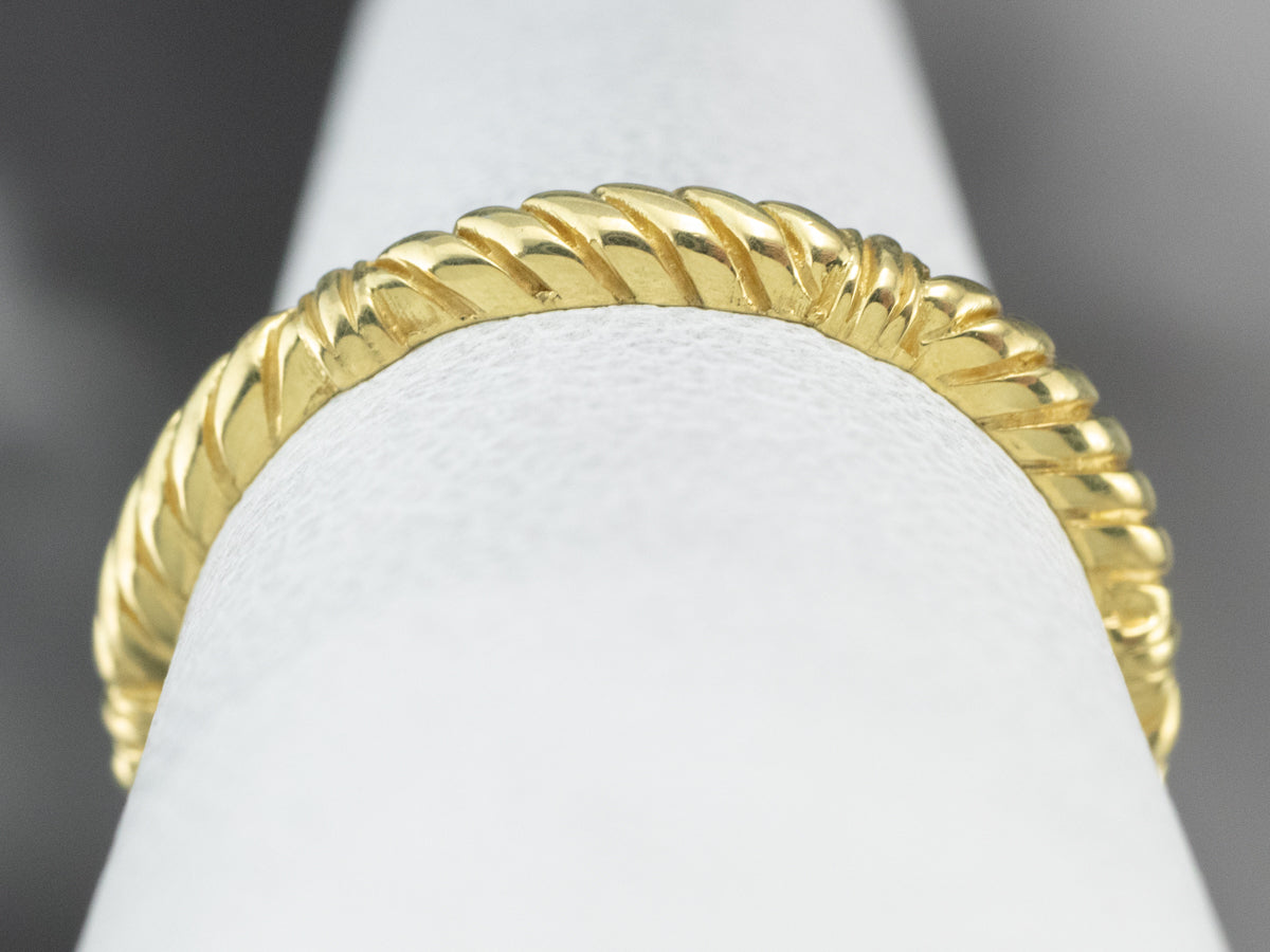 Rope Patterned Gold Band Ring