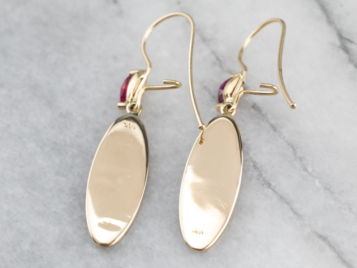 Ruby Gold Disk Drop Earrings
