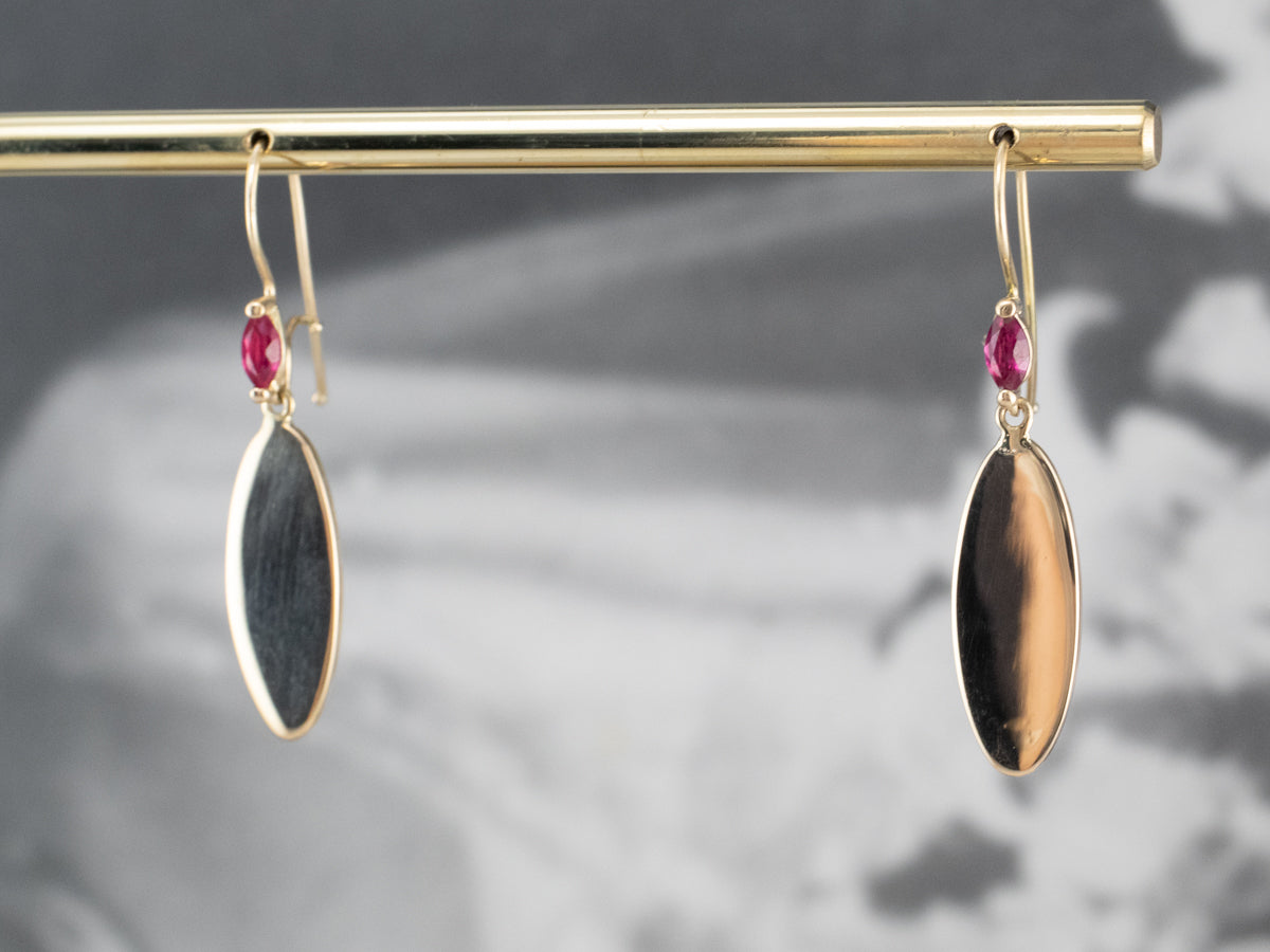 Ruby Gold Disk Drop Earrings