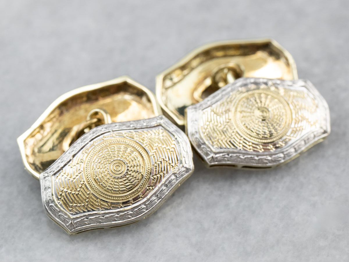 Art Deco Two Tone Gold Cufflinks - Market Square Jewelers