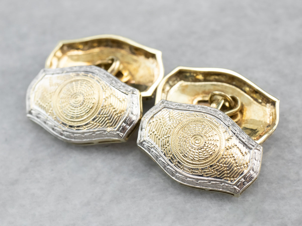 Art Deco Two Tone Gold Cufflinks