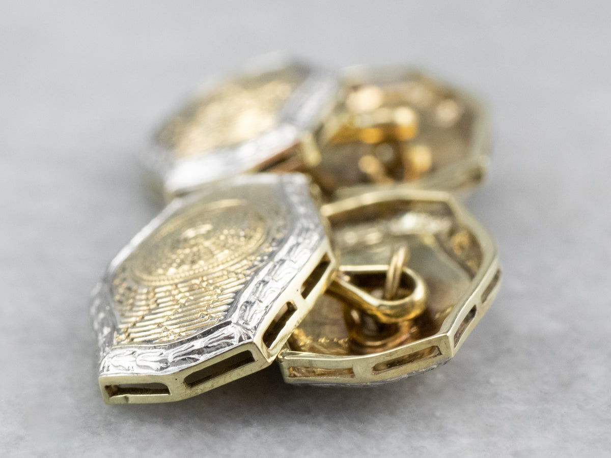 Art Deco Two Tone Gold Cufflinks