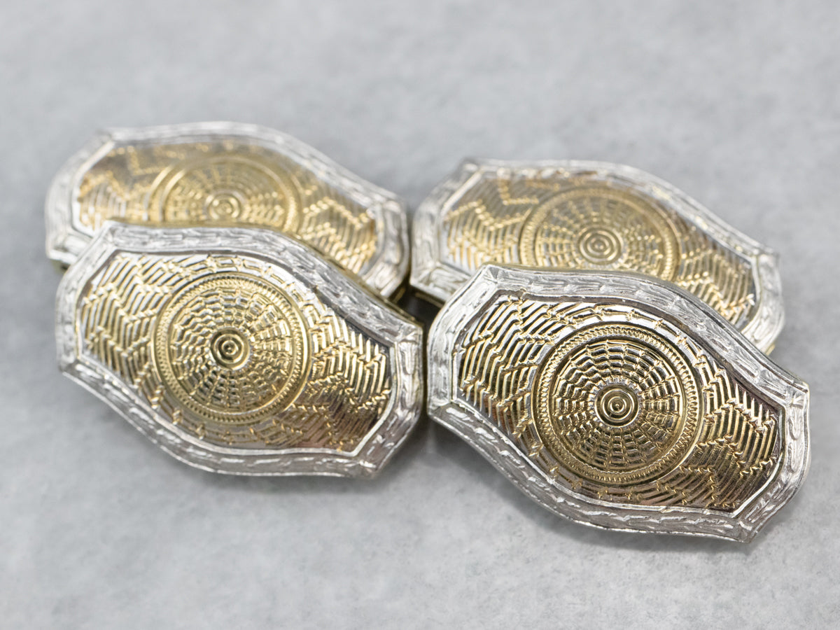 Art Deco Two Tone Gold Cufflinks