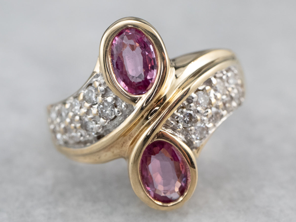 Pink Sapphire Diamond Bypass Ring