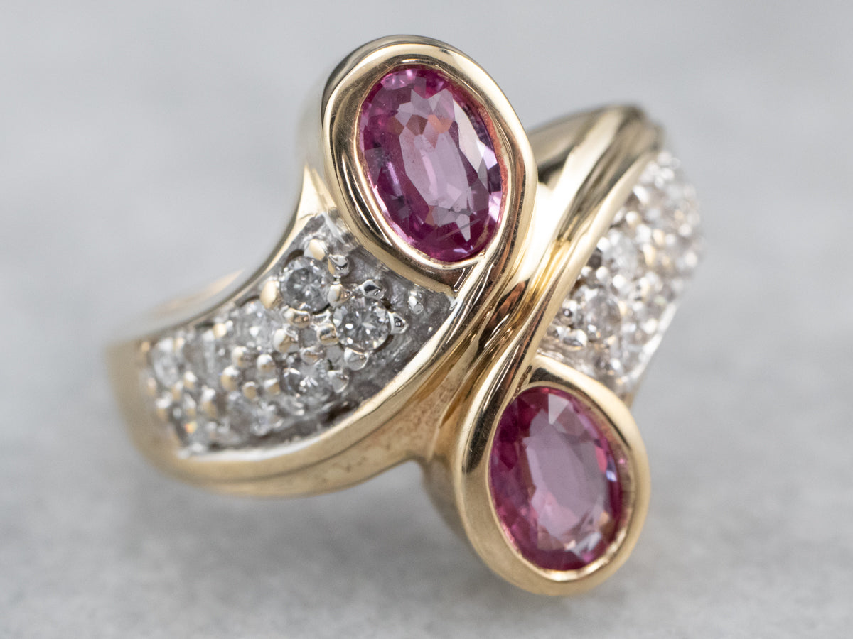 Pink Sapphire Diamond Bypass Ring