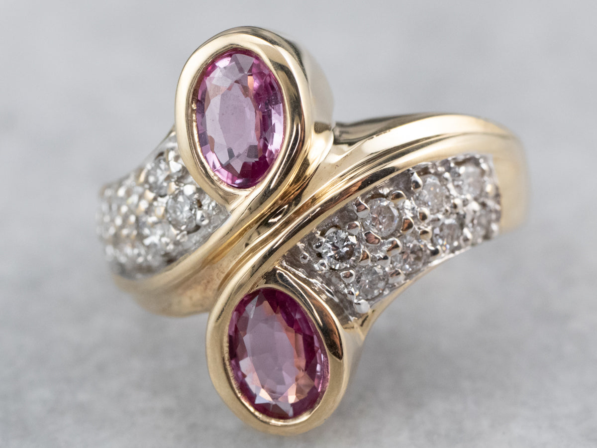 Pink Sapphire Diamond Bypass Ring