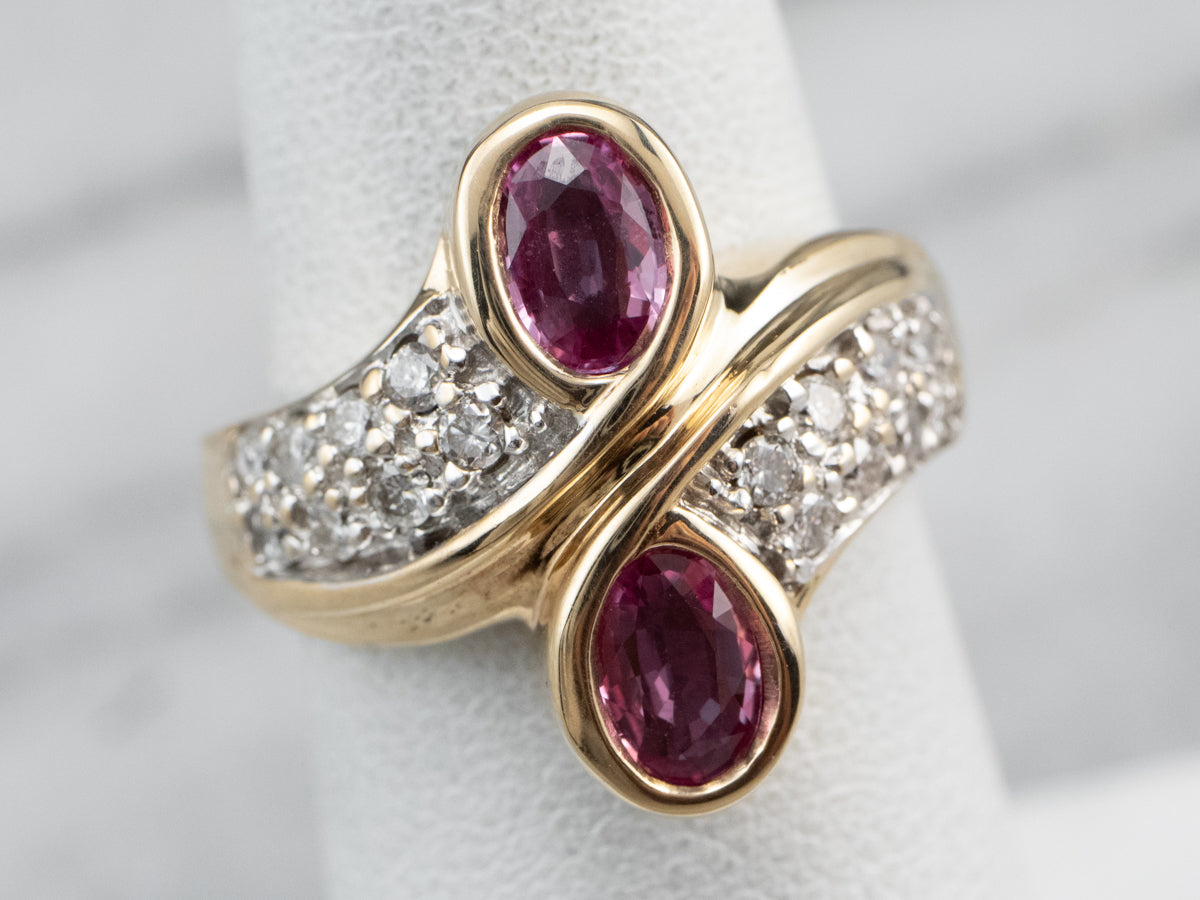Pink Sapphire Diamond Bypass Ring