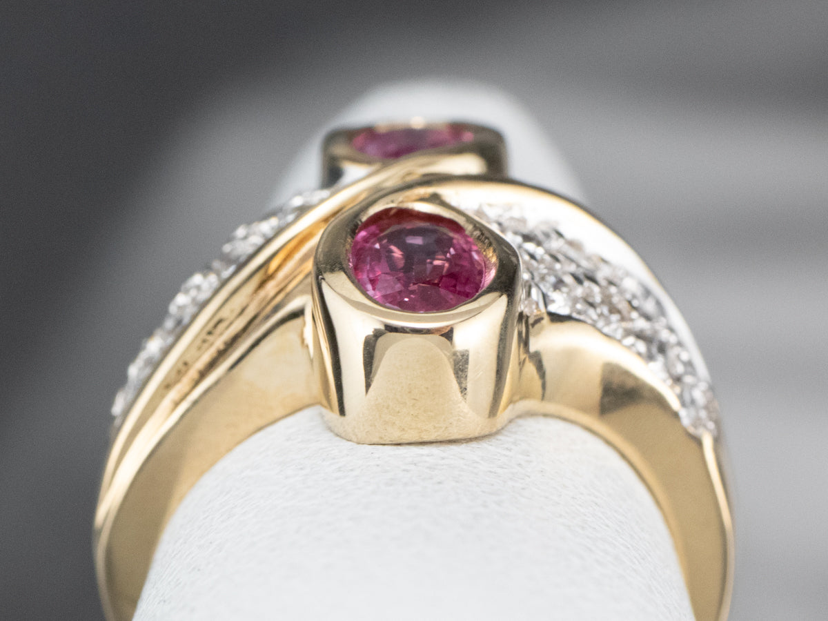 Pink Sapphire Diamond Bypass Ring