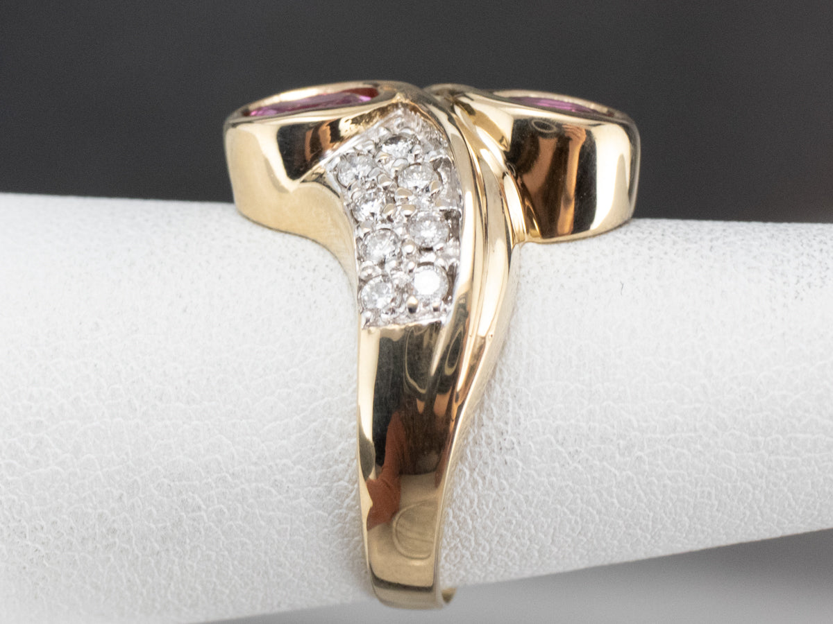 Pink Sapphire Diamond Bypass Ring