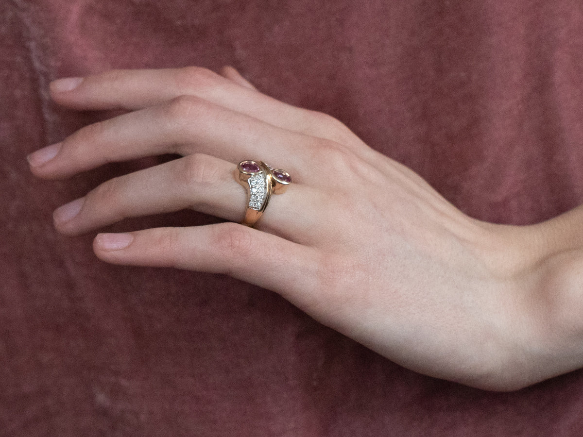 Pink Sapphire Diamond Bypass Ring