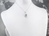 Aquamarine Diamond Halo White Gold Pendant