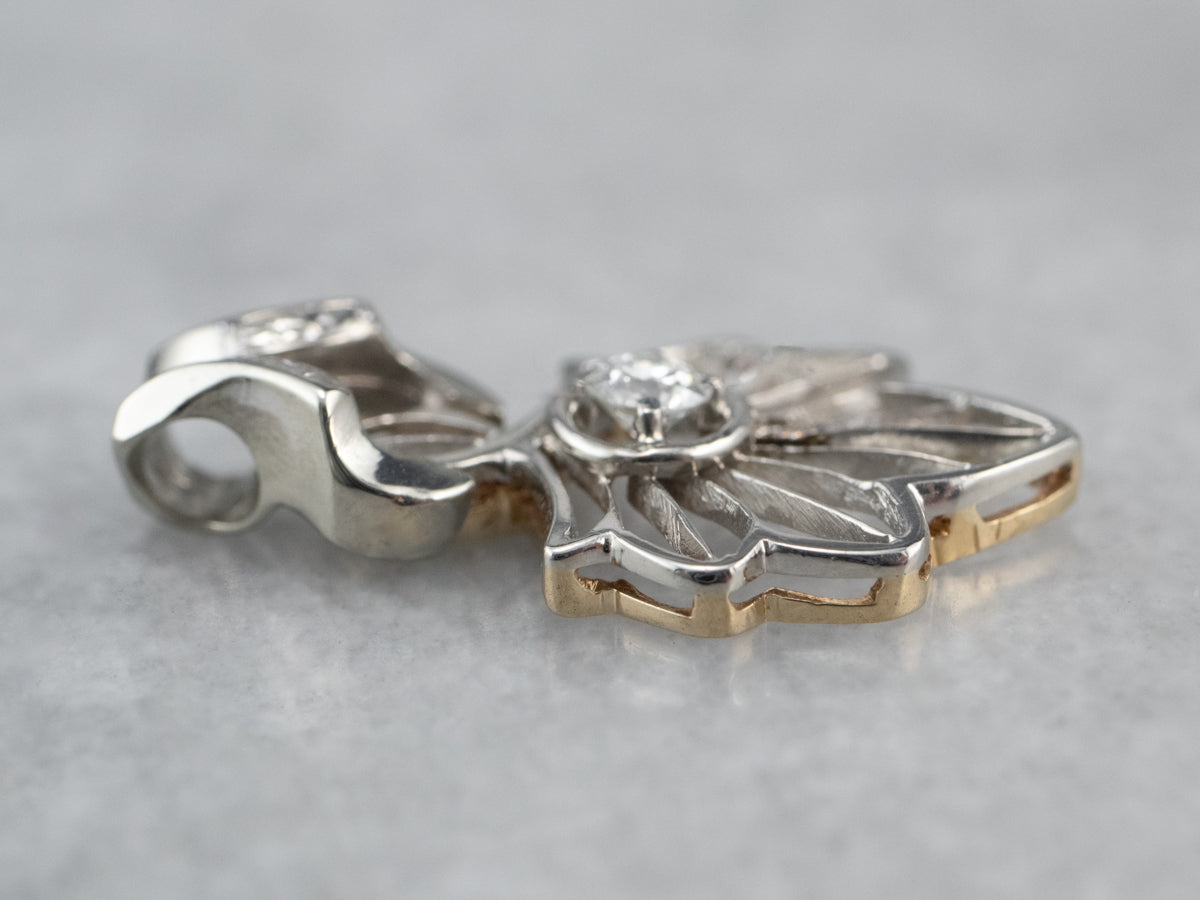 Diamond Filigree Mixed Metal Pendant