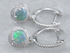 Opal Diamond White Gold Drop Earrings