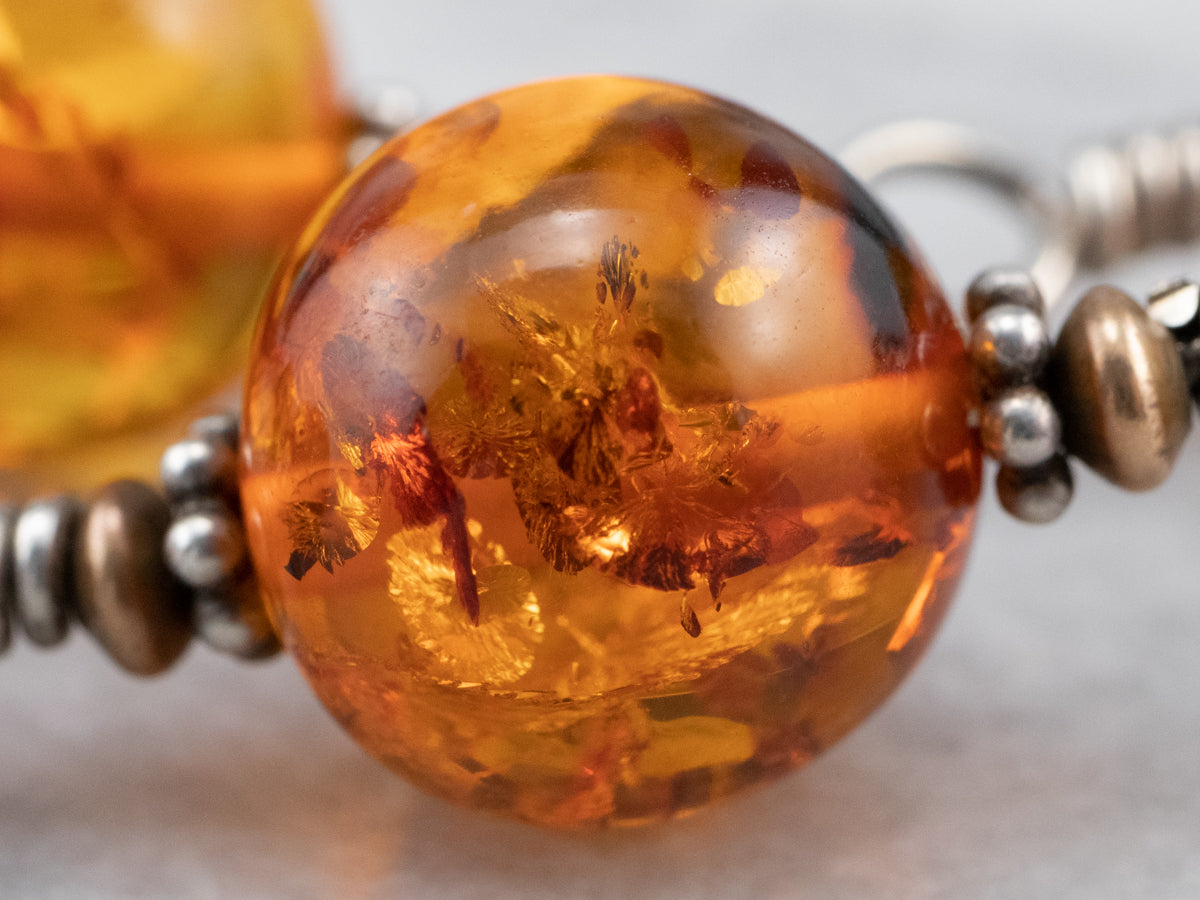 Beaded Amber Mix Metal Necklace