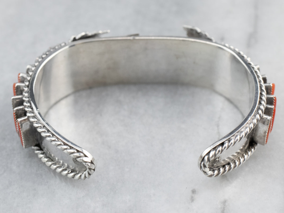 Southwest Coral Cabochon Watch Cuff