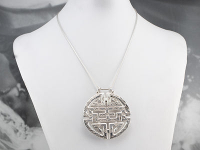 Silver Tibetan Buddhist Symbol Pin or Pendant