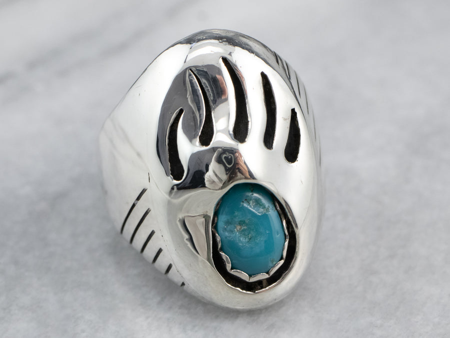 Sterling Turquoise Bear Claw Ring