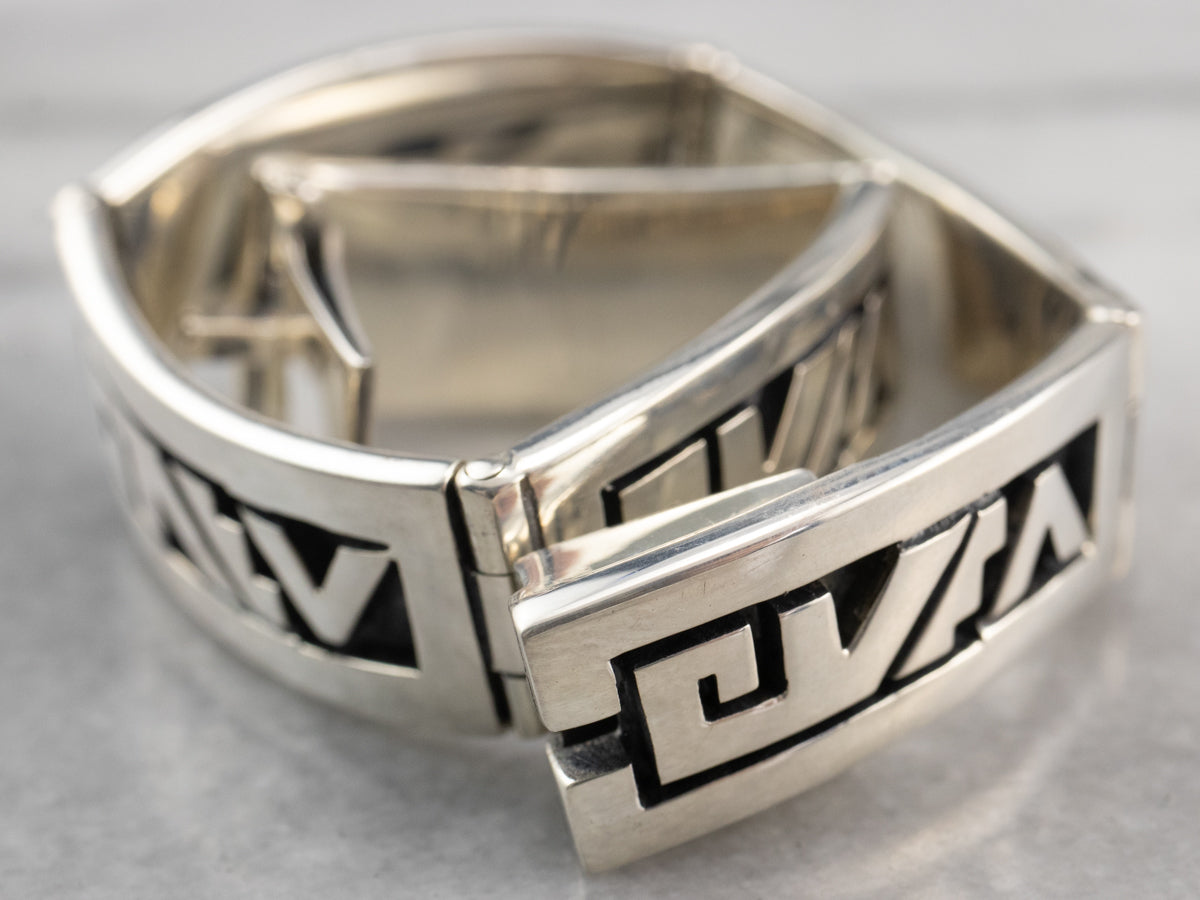 Geometric Taxco Sterling Silver Link Bracelet