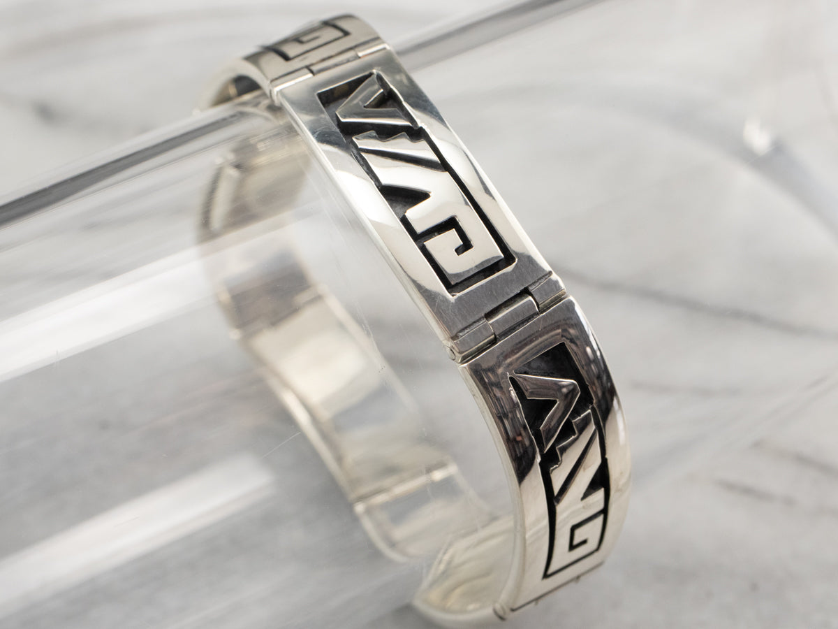 Geometric Taxco Sterling Silver Link Bracelet