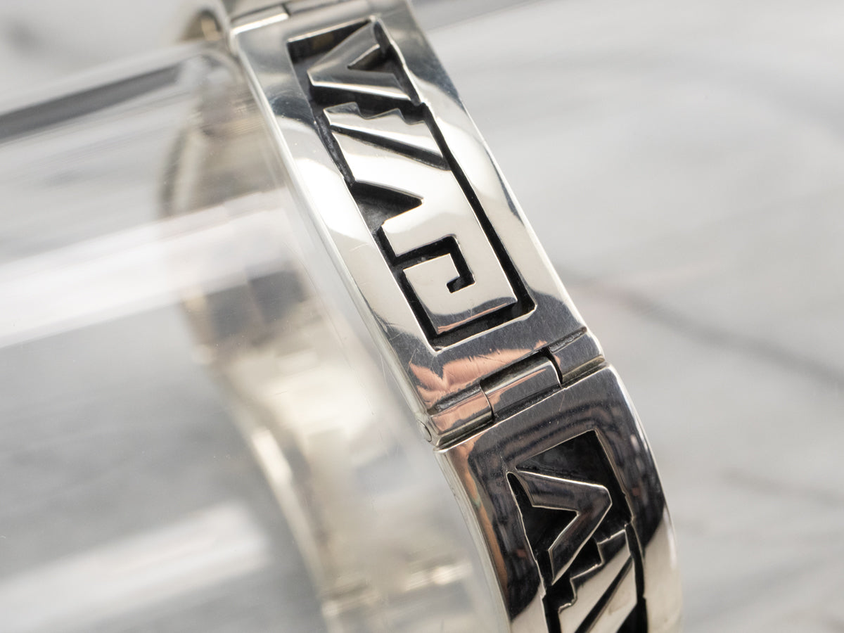 Geometric Taxco Sterling Silver Link Bracelet