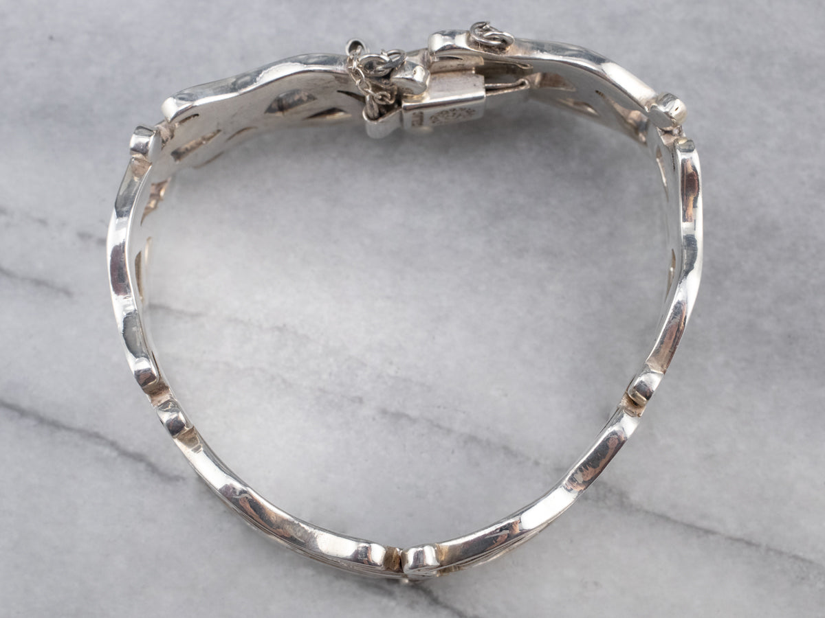 Vintage Taxco Sterling Silver Patterned Link Bracelet