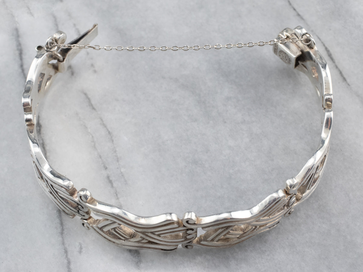 Vintage Taxco Sterling Silver Patterned Link Bracelet