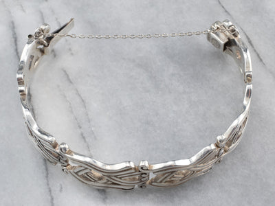 Vintage Taxco Sterling Silver Patterned Link Bracelet