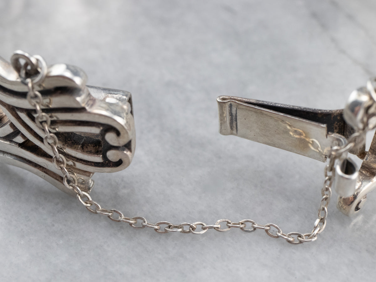 Vintage Taxco Sterling Silver Patterned Link Bracelet