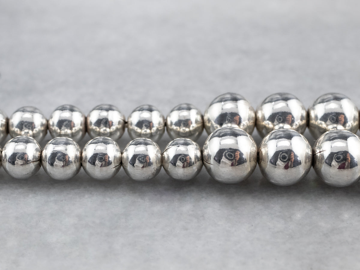 Sterling Silver Graduated Beaded Ball Necklace