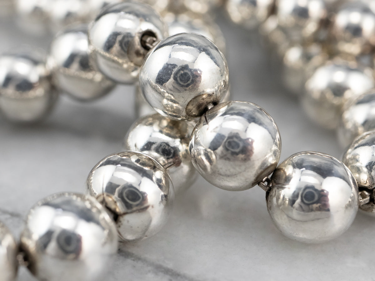 Sterling Silver Graduated Beaded Ball Necklace