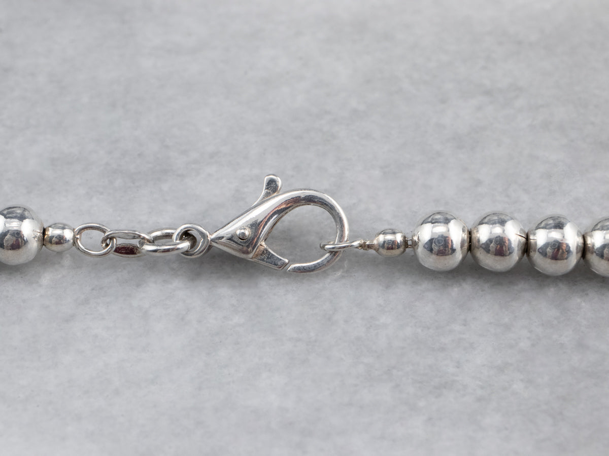 Sterling Silver Graduated Beaded Ball Necklace