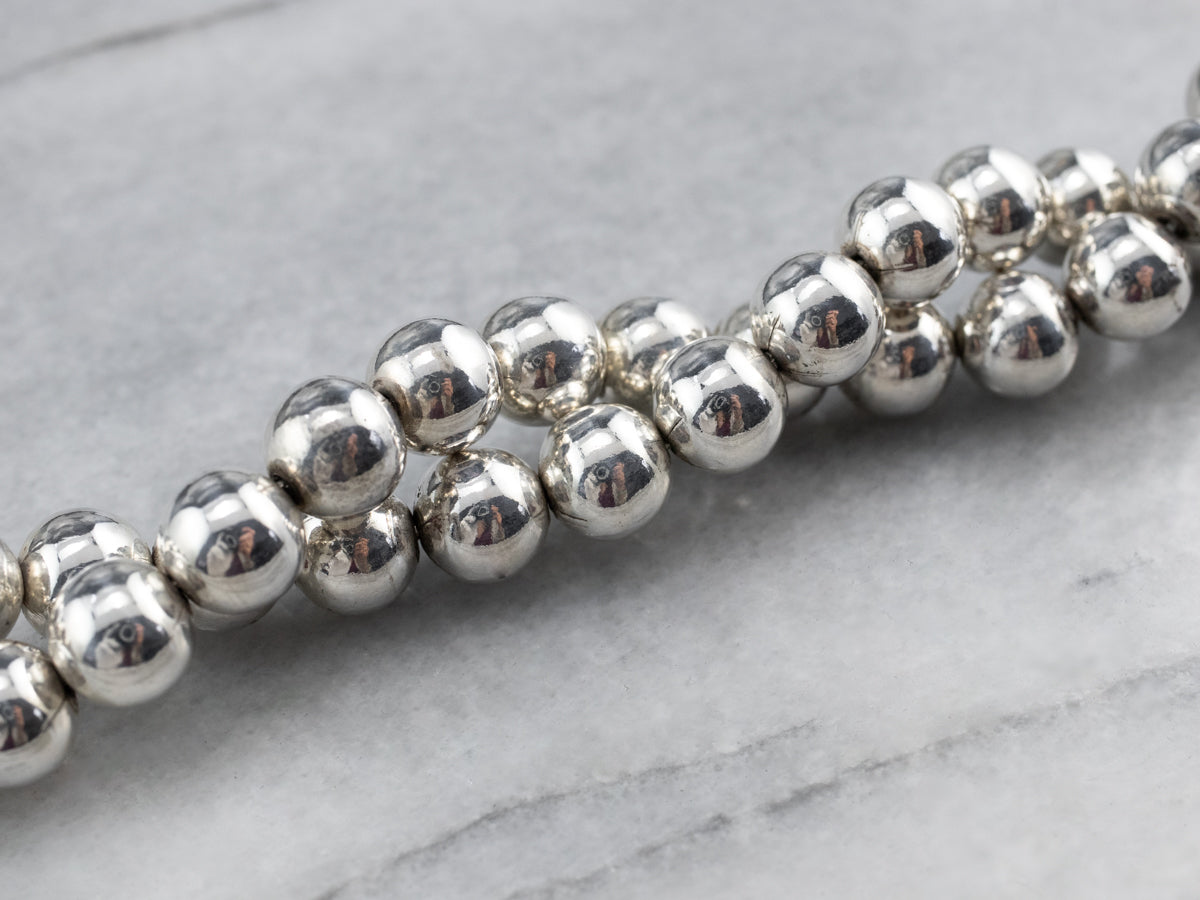 Sterling Silver Graduated Beaded Ball Necklace