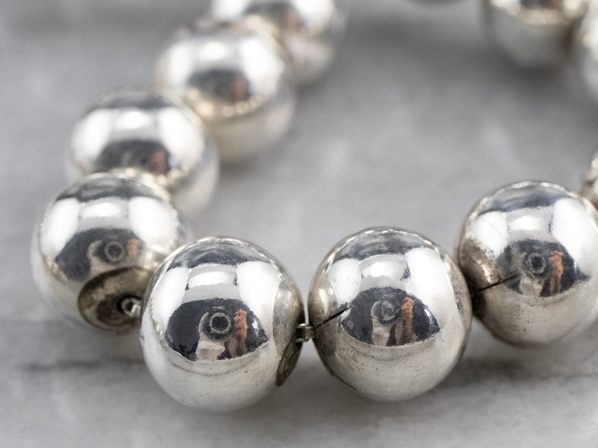 Sterling Silver Graduated Beaded Ball Necklace