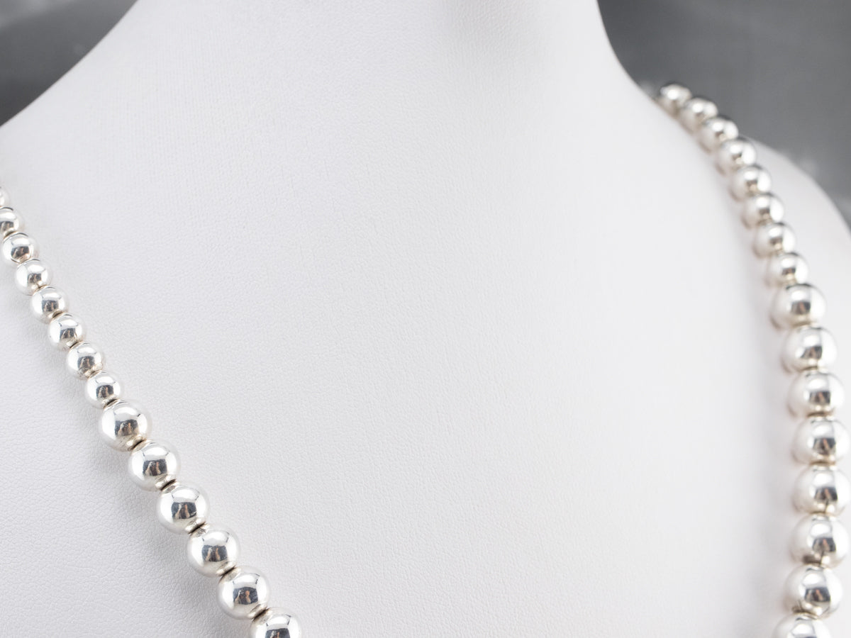 Sterling Silver Graduated Beaded Ball Necklace